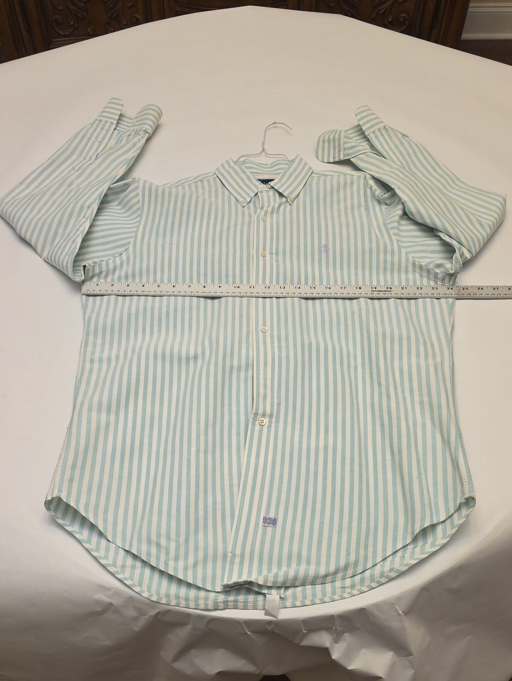 Ralph Lauren Mint Green and White Striped Shirt